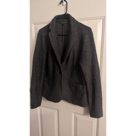 Brooks Brothers 346 Women's One Button Sweater w/Pockets Grey, Elbow Pads Wool - Picture 1 of 8